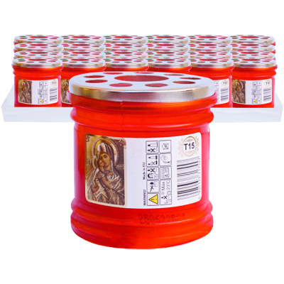 Candelă plastic anti-vânt T15, 24 buc/set, timp de ardere 16 ore